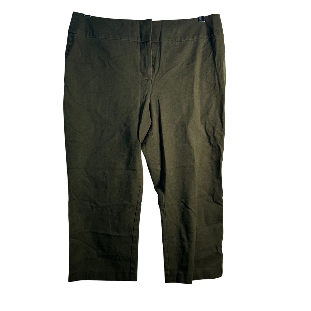 Laura Ashley Womens Size‎ 10 Olive Green Cropped Straight Leg Pants Cotton Blend